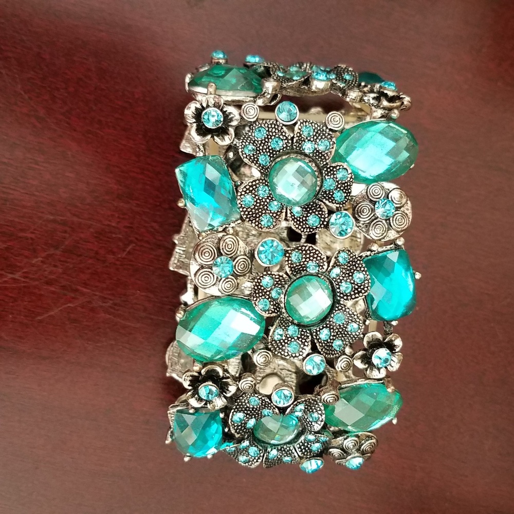 Turquoise Crystal Statement Bracelet